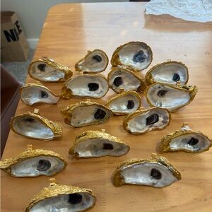 Hand Painted Gold Oyster Table Number or Picture Holders